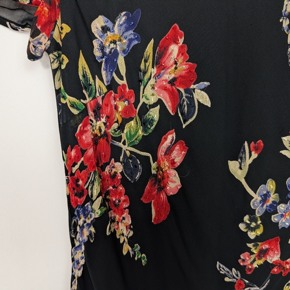 Vintage Eva Blue Floral Maxi Dress Beaded - Picture 6 of 11